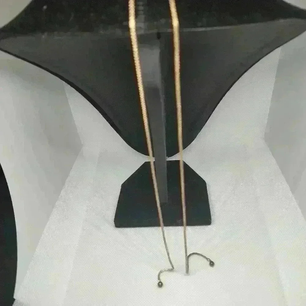 Lanyard style long necklace gold tone - Picture 2 of 2